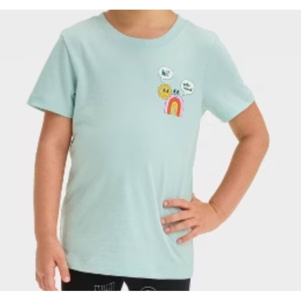 Girls Cat & Jack Green rainbow short Sleeve T Shirt Size 12 months NEW